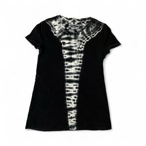 Norma Kamali T Shirt Size XS Women Black White Tie Dye Organic Cotton Goth Boho